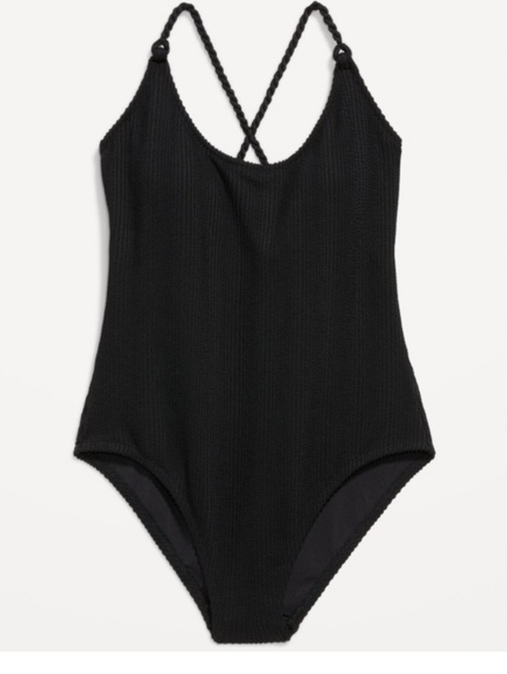 Old Navy Navy Ribbed One-Piece Swimsuit with Braided Straps